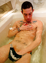 Super hung mates - Spanish twink Sergio Duque let's his giant cock out in the bath by Bentley Race