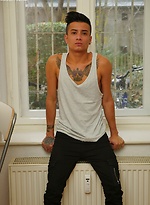 Tattooed twink Cory Prince stroking his big beautiful cock. by BF Collection