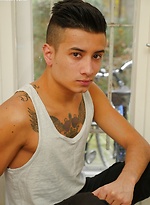 Tattooed twink Cory Prince stroking his big beautiful cock. by BF Collection