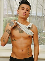 Tattooed twink Cory Prince stroking his big beautiful cock. by BF Collection