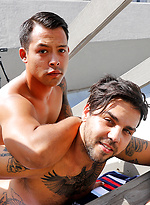 Raw fucking mates Jesse and Sam are back naked and getting it on outside by Bentley Race